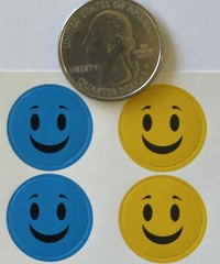 SMILEY FACE Stickers(28pcs) Happy•Children•Kids•Circles •Blue•Yellow•Green•Pink•