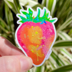 Lot of 5 Weatherproof Vinyl Stickers: Splatter Paint Strawberry