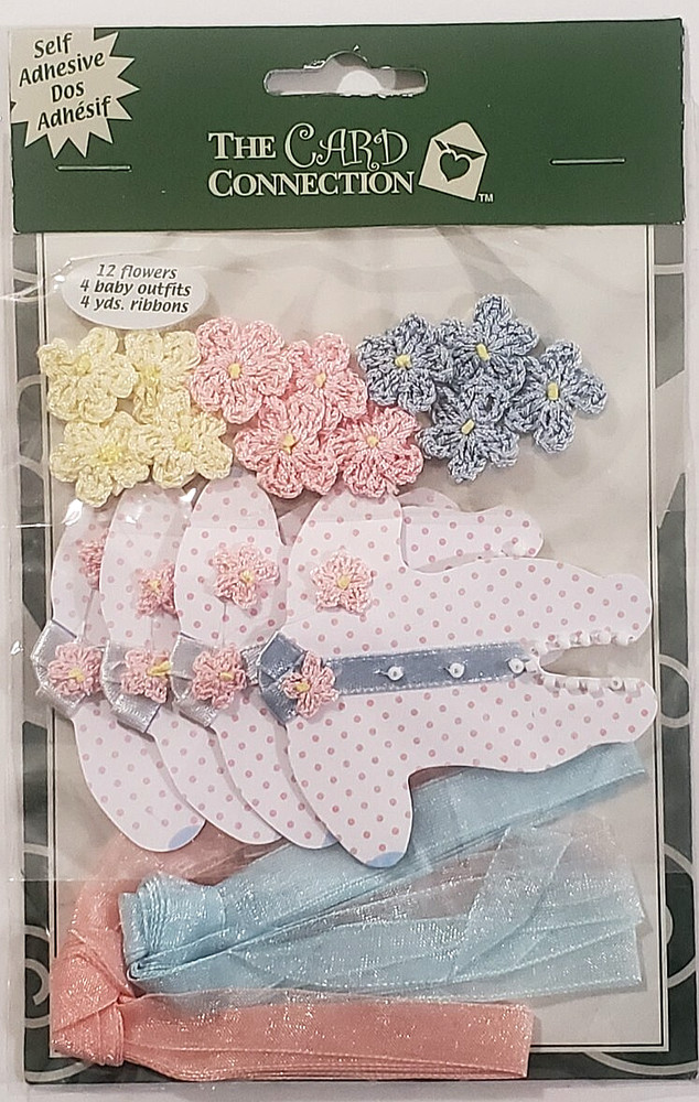 The Card Connection Embellishments – BABY OUTFITS, FLOWERS & RIBBONS
