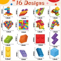 1000Pcs Block Stickers for Kids, 2 Roll Colorful Bricks Paper Self Adhesive H…