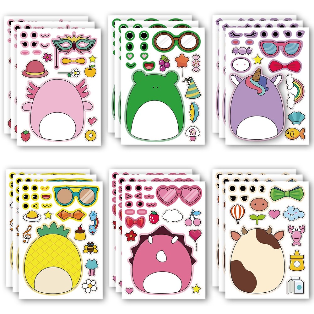 18Pcs Cartoon Make a Face Stickers,Mixed and Matched with 6 Designs Character…