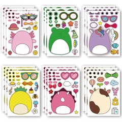 18Pcs Cartoon Make a Face Stickers,Mixed and Matched with 6 Designs Character…