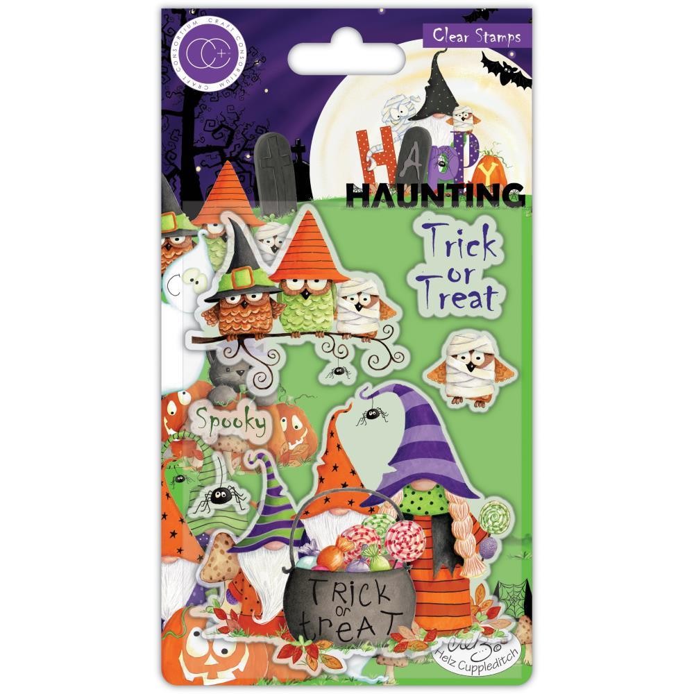 New Craft Consortium Clear rubber Stamp set HALLOWEEN TRICK OR TREAT freeUSAship