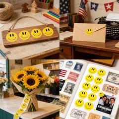 500 Pcs Yellow Smiley Face Stickers – 1 Inch Happy Face Stickers Round Roll Smil