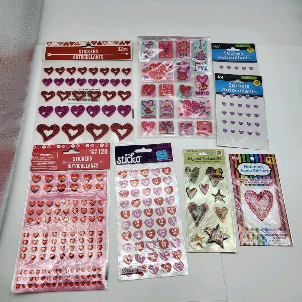 Scrapbook sticker stickers lot Heart Hearts Love Valentines Day