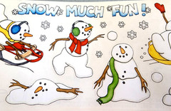Snow Fun Clear Sticker Sheet Scrapbook Winter Sled NOS Vintage 2002 Tumblebeasts