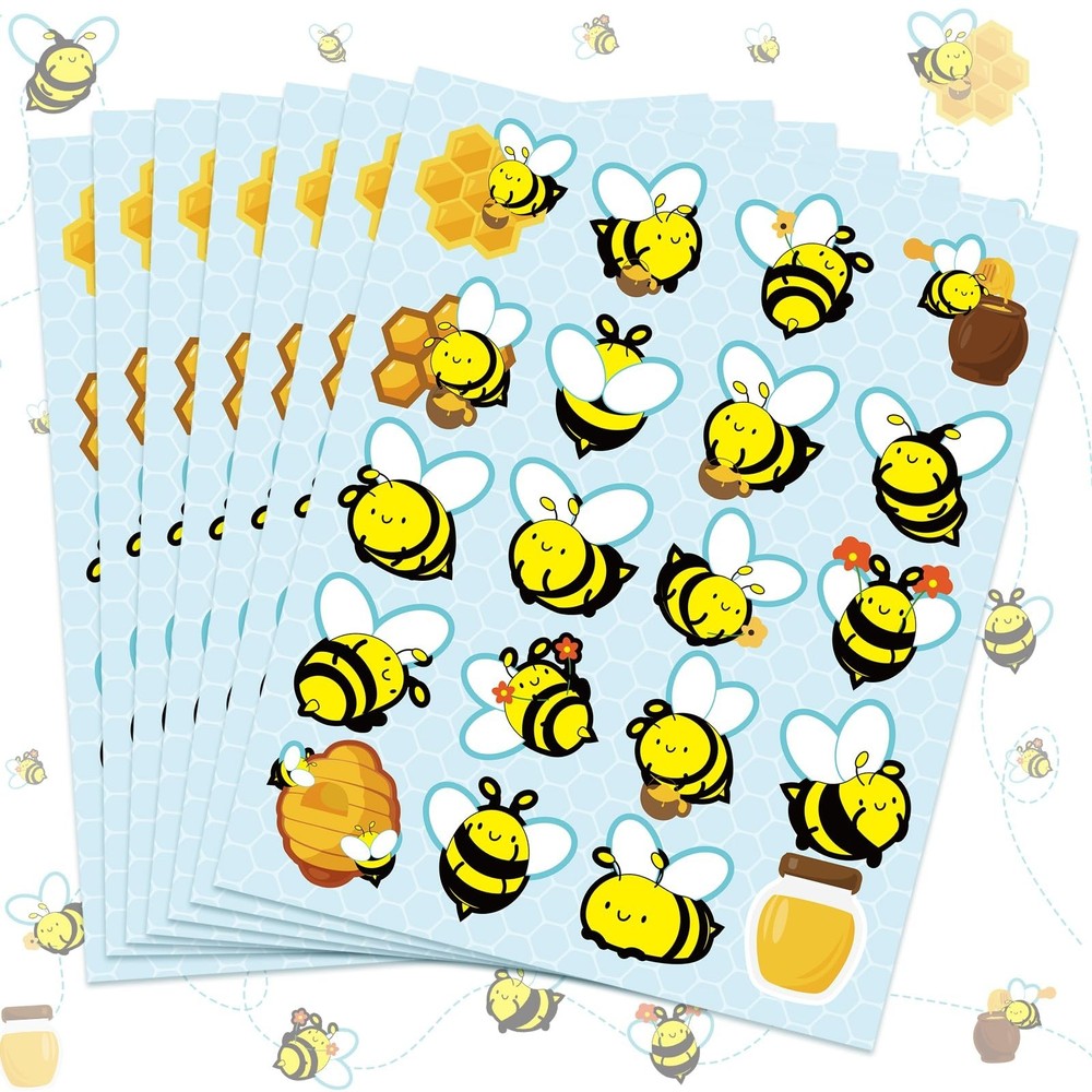 500 Pcs Waterproof Bee Stickers 25 Sheets 20 Styles Cartoon Self-Adhesive Honey