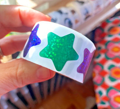 Sparkly Stars Sticker Roll: Roll Of 500 1 Inch Multicolor Star Stickers