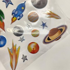 Nicole Crafts Space and Planets Glitter Metallic Sticker Sheet Scrapbooking
