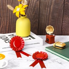Blank Award Ribbon 12 Pieces Red 1st Place Rosette Medal for Competition
