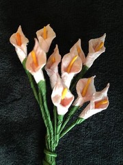 10 Lilies lily Calla Pink Handmade Mulberry Paper Flowers Wedding Easter shower