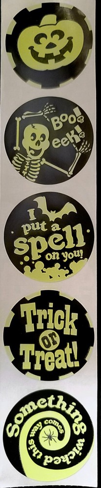HALLOWEEN STICKER «GLOW IN THE DARK» (5 TOTAL) PUMPKIN 🎃 SPELL TRICK OR TREAT👻