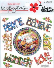 Mary Engelbreit-Christmas Believe Peace Hope Joy Love Violette 2 STICKER SHEETS