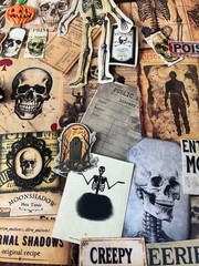 #777 SKELETON 100+PCS 3D JUNK JOURNAL SCRAPBOOKING w/ Real Ephemera & Bone Pen