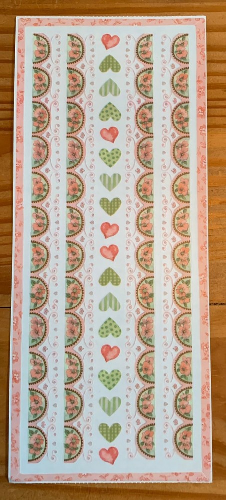 LARGE Sheet Tracy Porter Pink Scallop Flowers Hearts Border Scrapbook Stickers