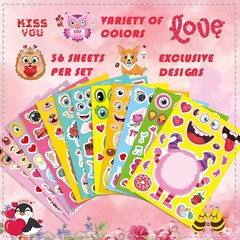 36 Waterproof Valentine Animal Stickers – Perfect for Kids’ Crafts and Parties