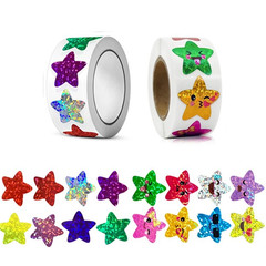 1000pcs Colorful Holographic Star Stickers Roll for Kids DIY Crafts – NEW