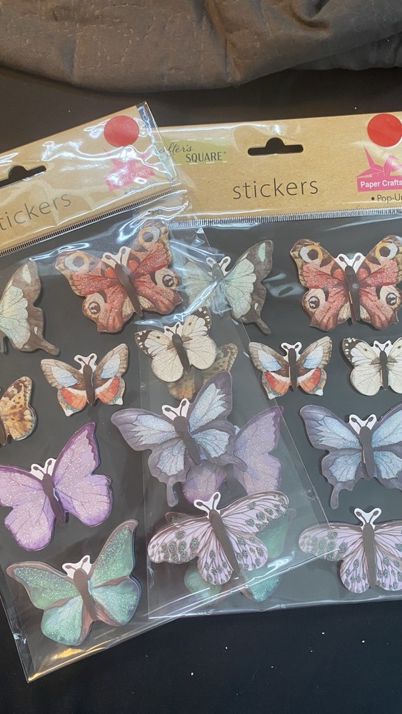 Crafter’s Square Pop-Up Butterfly Stickers 2 Packs 18 Glitter 3D Paper Crafts
