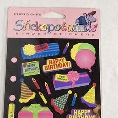 Vintage Birthday Party Binder Stickers Balloons Cards Scrapbook Stickopotumus