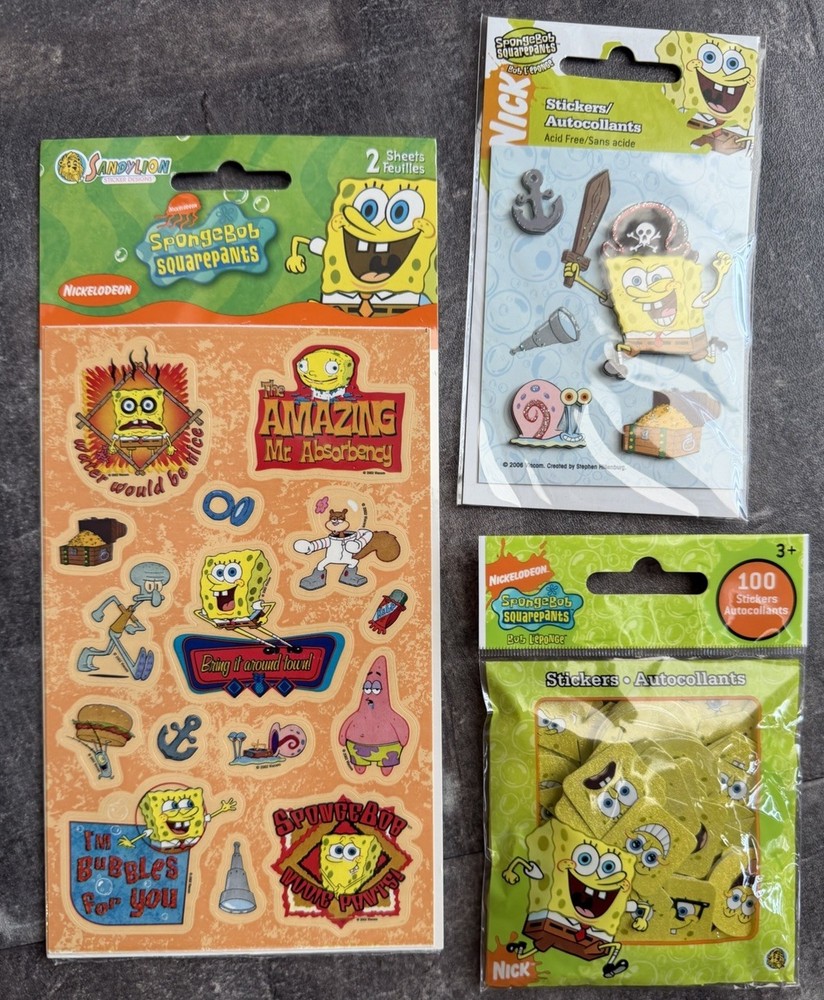 Vintage Sandylion Sponge Bob Square Pants ~ 3 packs ~ 2003, 2006, 2007