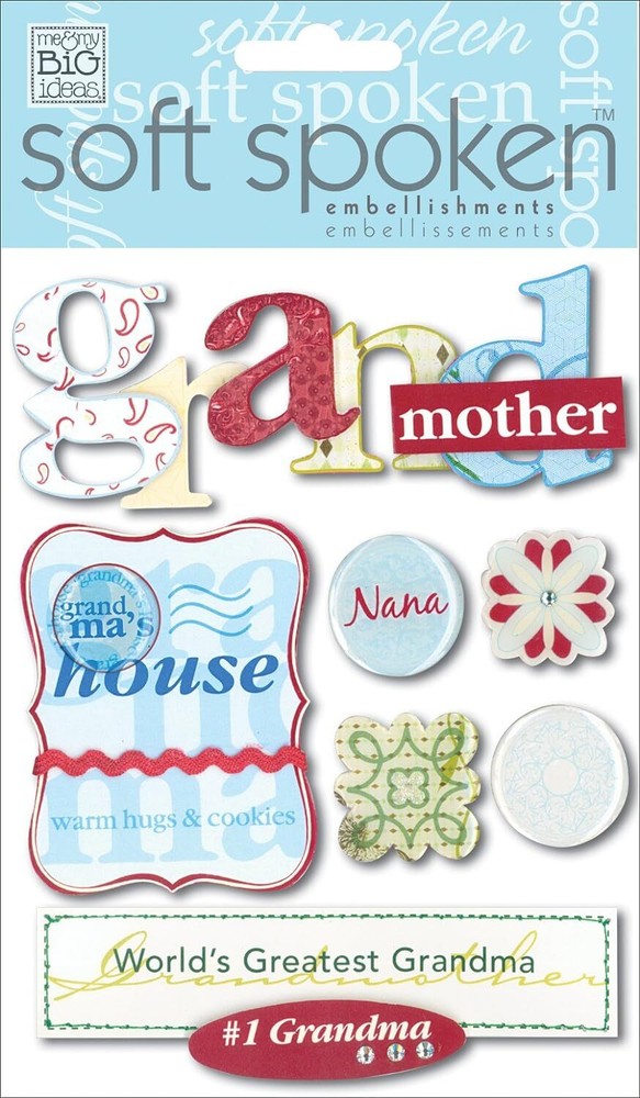 me & my BIG ideas Soft Spoken Themed Embellishments – GRANDMOTHER – 7 pcs