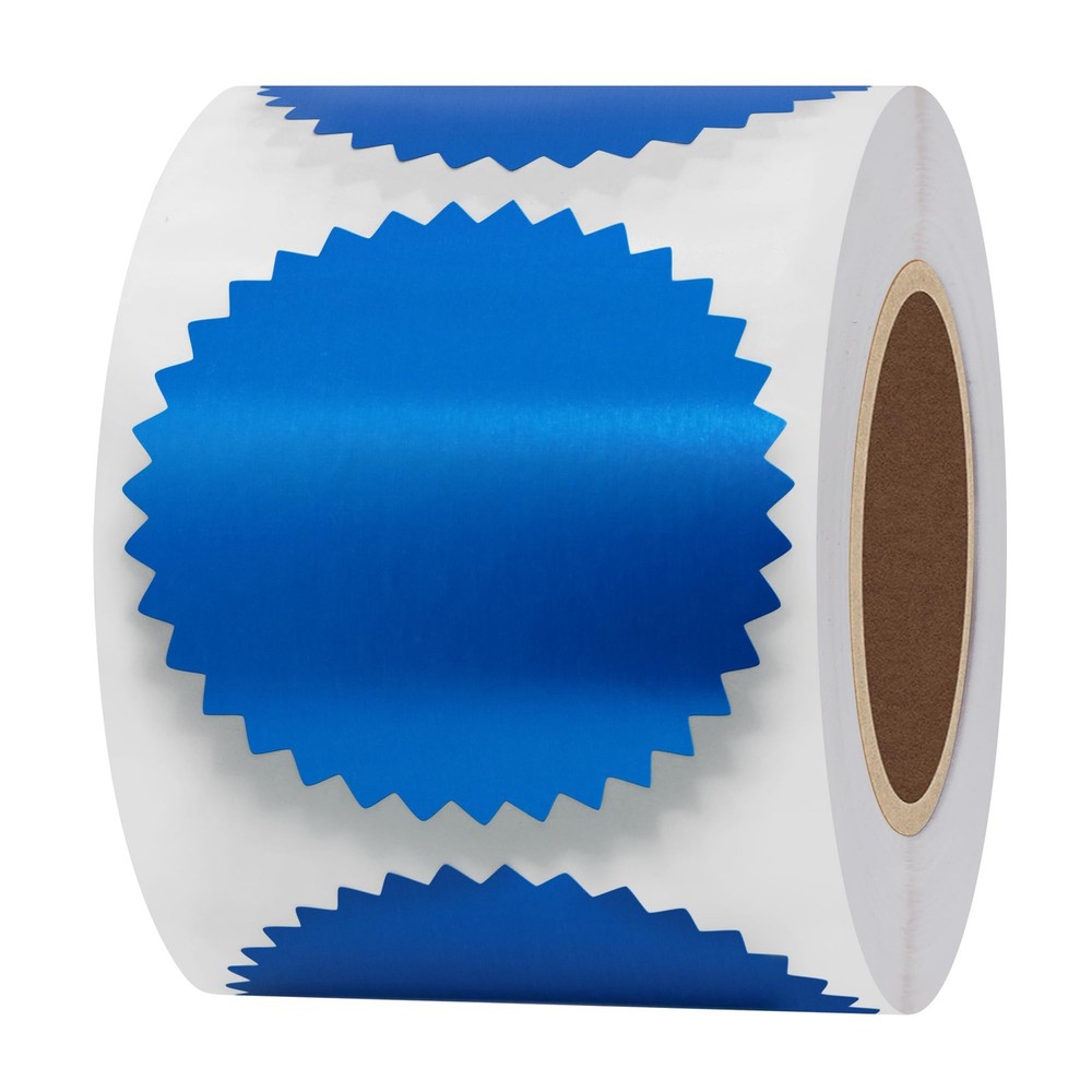 300pcs 2 inch Bright Blue Metallic Certificate Sealing Labels with Serrated E…