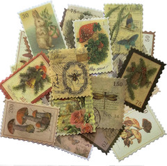 60Pcs Vintage Postage Stamp Stickers, Aesthetic Sticker for Scrapbooking, Journa