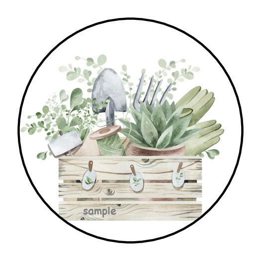 30 GARDENING ENVELOPE SEALS LABELS STICKERS 1.5″ ROUND SUMMER SPRING WATERCOLOR