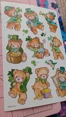 Vintage Stickers American Greetings St Patrick’s Day Teddy Bears Frogs 2 Sheets