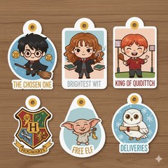 6 Pcs Harry Potter Tags Junk Journals Scrapbook USA Seller