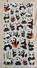 Stickers Playful Pandas Black + White Matte Finish Paper Bamboo Napping Climbing