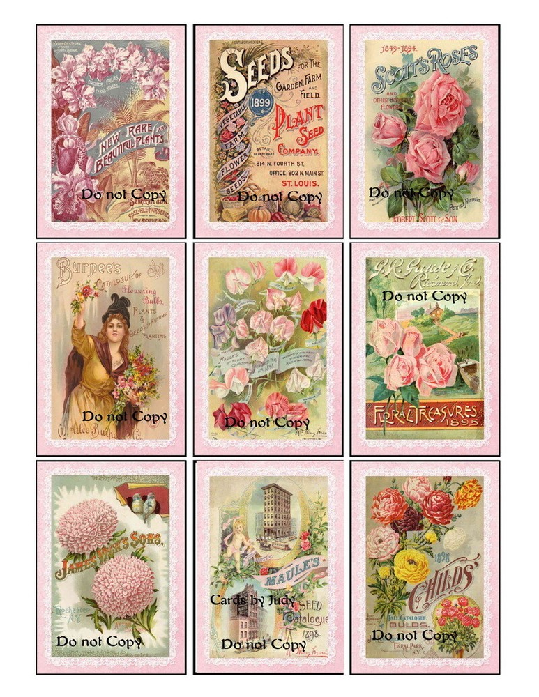 (9) Vintage Seed Packet~Glossy Label Stickers~Junk Journal Ephemera~Crafts~1S