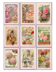 (9) Vintage Seed Packet~Glossy Label Stickers~Junk Journal Ephemera~Crafts~1S