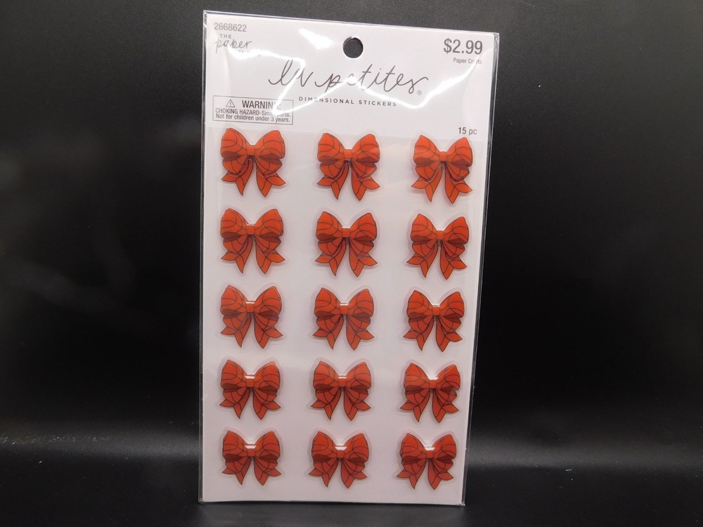 The paper studio la petites Basketball Bows 3D stickers 15pc