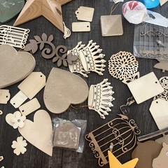 Mixed Media Craft Lot 138 Pieces Wood Cutouts Chipboard Letter Tags Junk Journal
