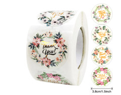 40 THANK YOU STICKER FLORAL GOLD ENVELOPE SEAL LABEL STICKERS 1.5″ FREE SHIPPING