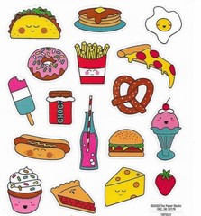 Snack Food Taco Pizza Fries Cupcake Pie Donut Pretzel Scrapbook Craft Stickers