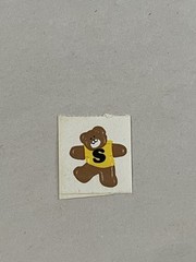 Vintage Toots Alpha Bear Stickers Cardesign A-Z Letter S Teddy Bear 1983 80s