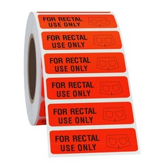 Rectal Use Only Stickers 1.5″ x 0.375″ Fluorescent Red Permanent Adhesive 500