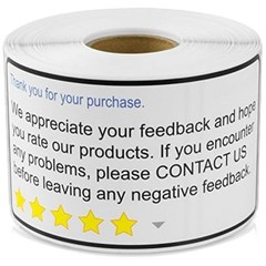 Thank You Purchase Labels – 4 x 2 inch, 1200 White Stickers