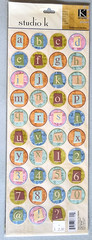 K&Company Alphabet Round Tags Embossed Stickers 12″ 2008 Scrapbooking