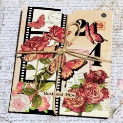 80/pk RED FLORAL Retro Scrapbook Accents Ephemera Stickers for Art Junk Journal