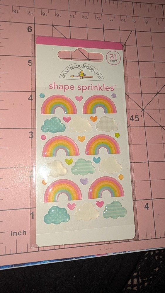 Doodlebug Design Shape Sprinkles Rainbows Clouds Pack