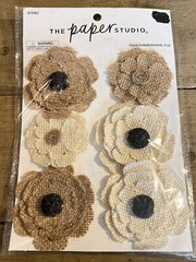 Burlap Flower Scrapbooking Embellishments 6 Pieces The Paper Studio New Sealed