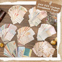 Prudiut 445 Pcs Vintage Scrapbook Paper, Journaling Supplies Kit, Delicate Decor