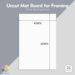 25 PCS 4×6 Inch Uncut Photo Mat Boards White Backing For Arts Frames Prints