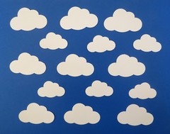 White Cloud Die Cut Shape Punchies 15 pcs Clouds Cardmaking Scrapbooking
