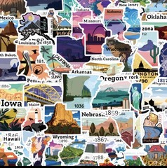 50 Pc USA States Map Stickers United States Travel Map Stickers Waterproof Vinyl