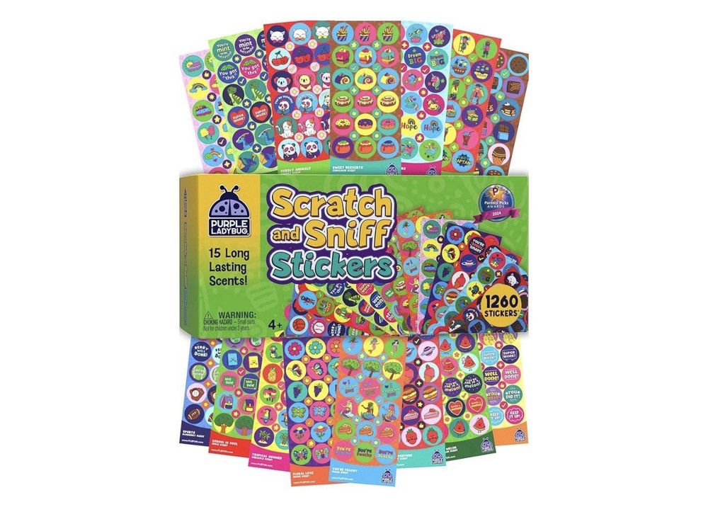 Purple Ladybug Scratch and Sniff Stickers, 1260 Count, 15 Scents