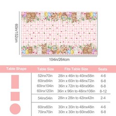 Easter Bunny Tablecloth 60×104 Inch, Easter Rabbits Decorations for Home Tabl…